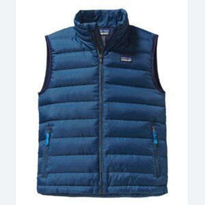 Patagonia Boys Down Sweater Vest Blue Medium